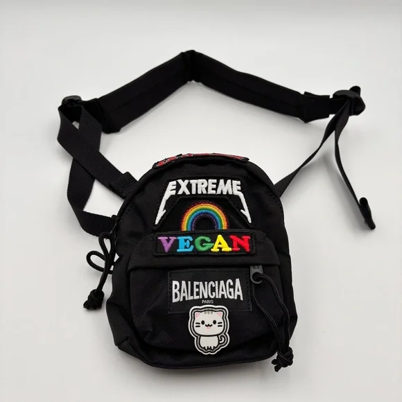 Balenciaga Mini Explorer Backpack Crossbody Black Nylon Patches - Picture 2 of 7